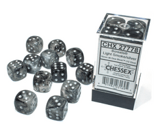 CHESSEX - BOREALIS 12D6 LIGHT SMOKE/SILVER 16MM LUMINARY
